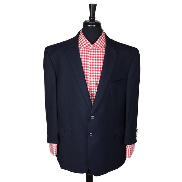 Joseph Abboud Reda Metal Logo Buttons Blue Sport Coat Blazer Jacket Size 52R